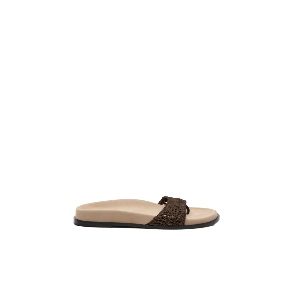 Crochet strap sandals in brown