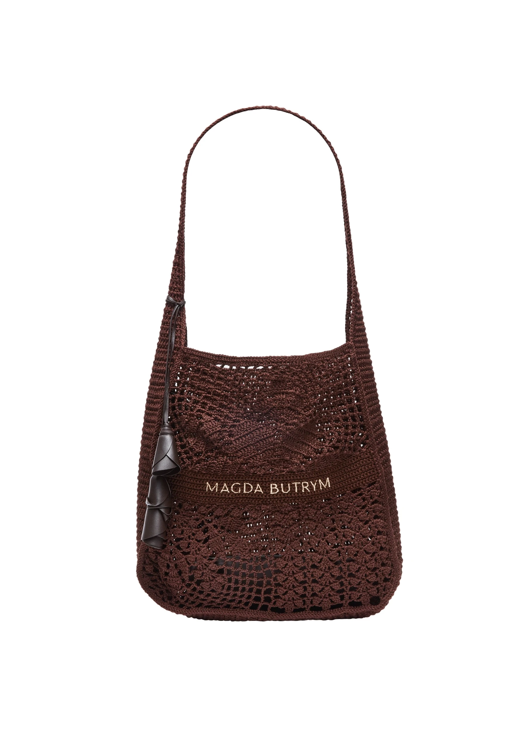 Magda Butrym Crochet tote bag in brown | Buy Designer Bags at Coveti Magda Butrym Crochet tote bag in brown