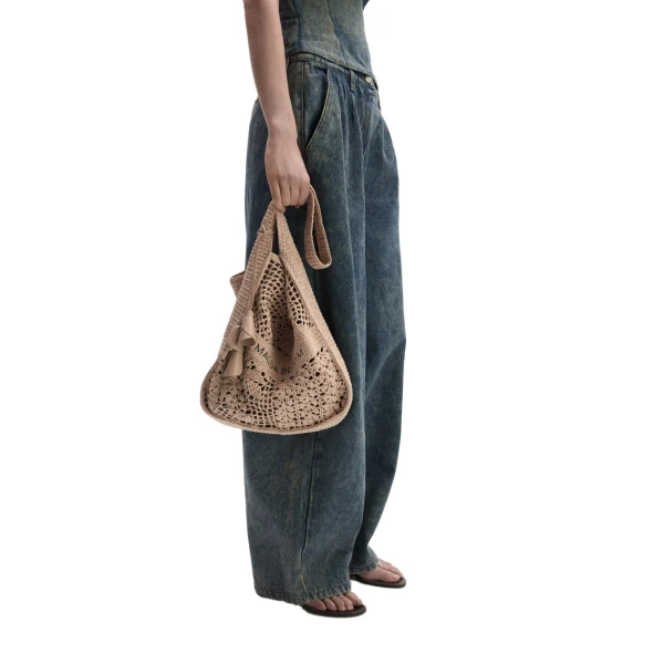 Crochet tote bag in nude - Image 5