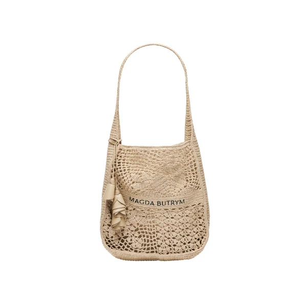 Crochet tote bag in nude