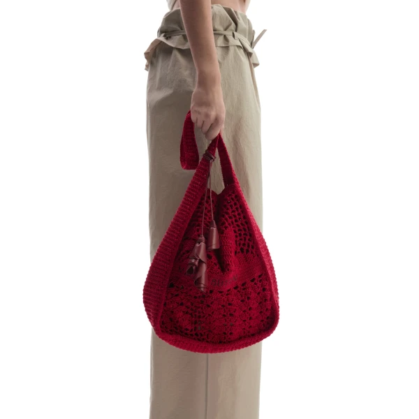 Crochet tote bag in red - Image 5
