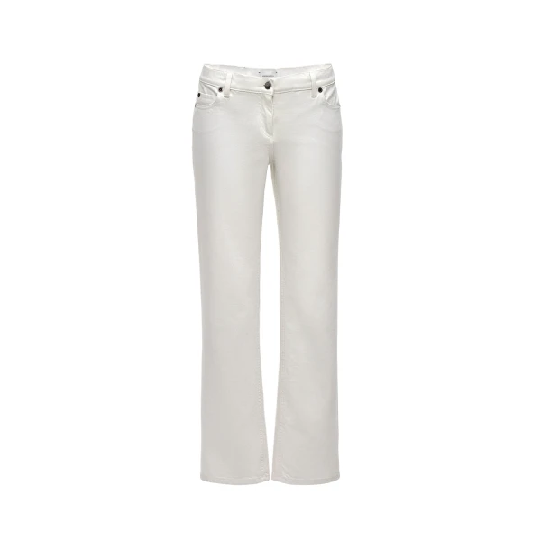 Cropped straight-leg jeans in cream