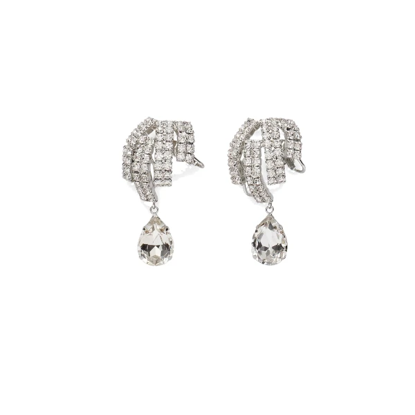 Crystal cascade drop earrings in silver