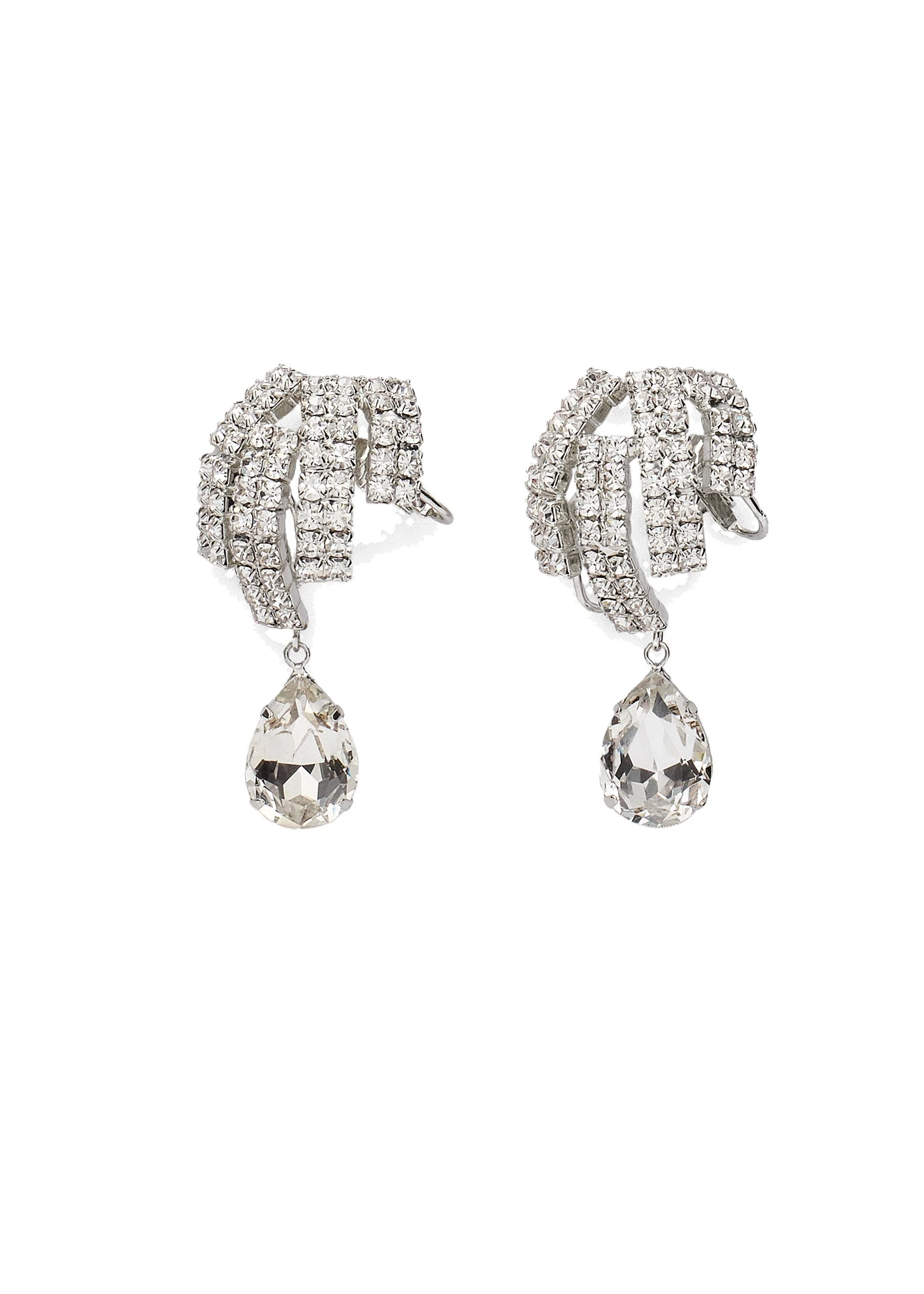 Magda Butrym Crystal cascade drop earrings in silver | Coveti Magda Butrym Crystal cascade drop earrings in silver