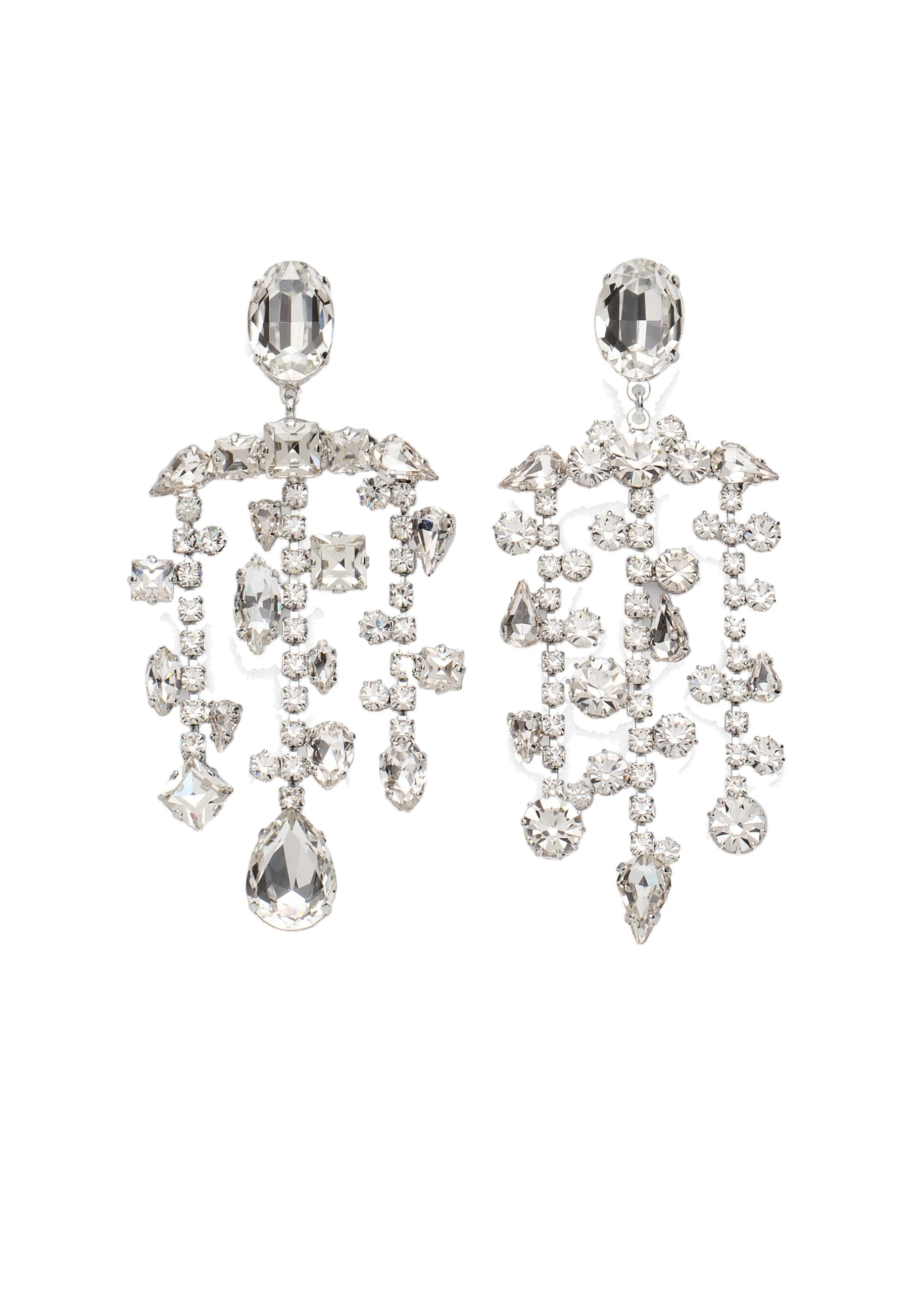 Magda Butrym Crystal chandelier earrings in silver | Coveti Magda Butrym Crystal chandelier earrings in silver
