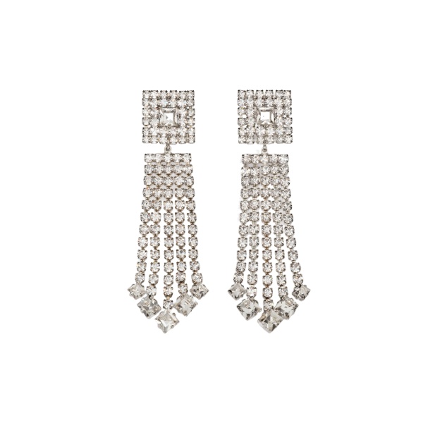 Magda Butrym Crystal fringe clip earrings in silver