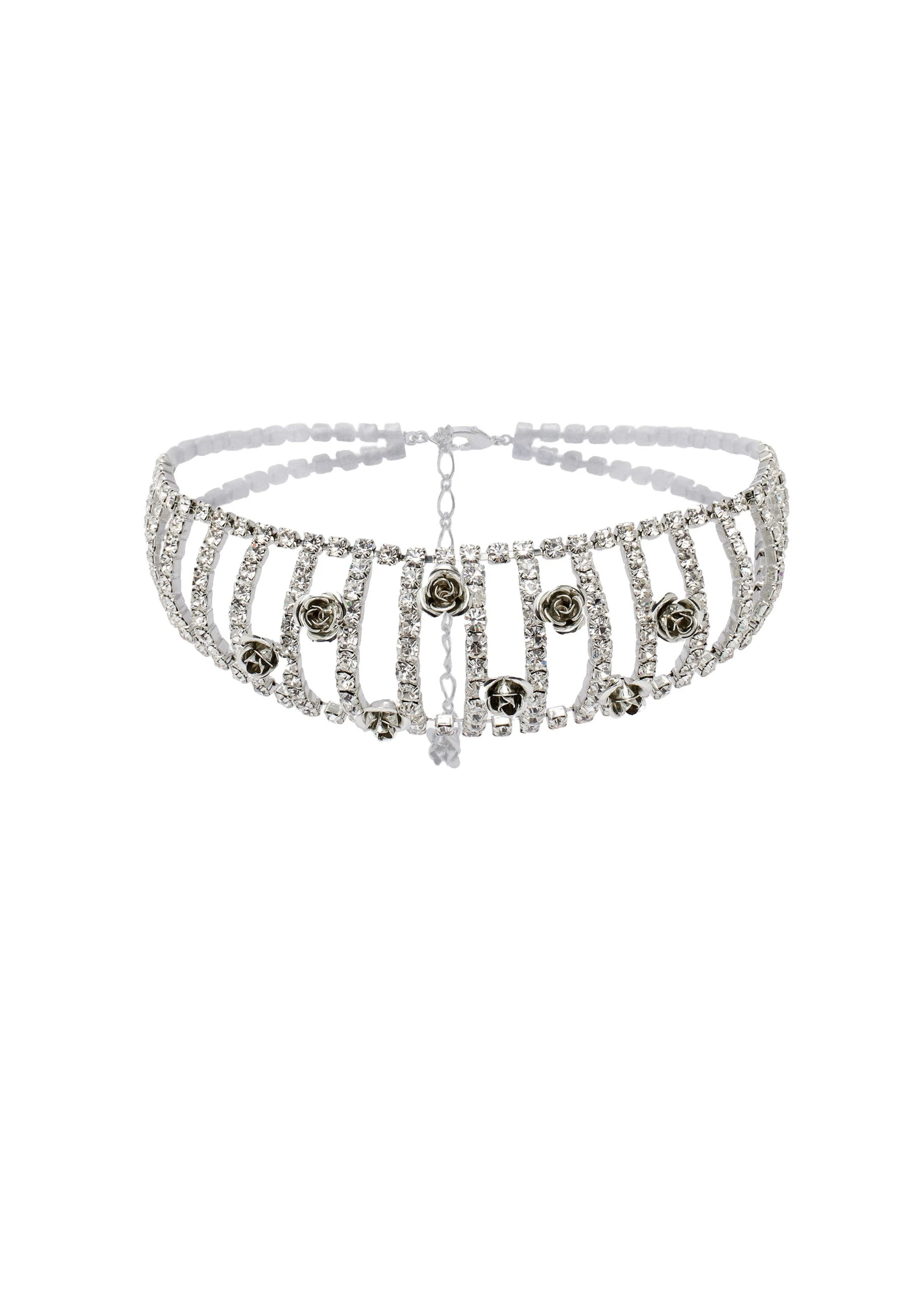 Magda Butrym Crystal rose choker in silver | Coveti Magda Butrym Crystal rose choker in silver