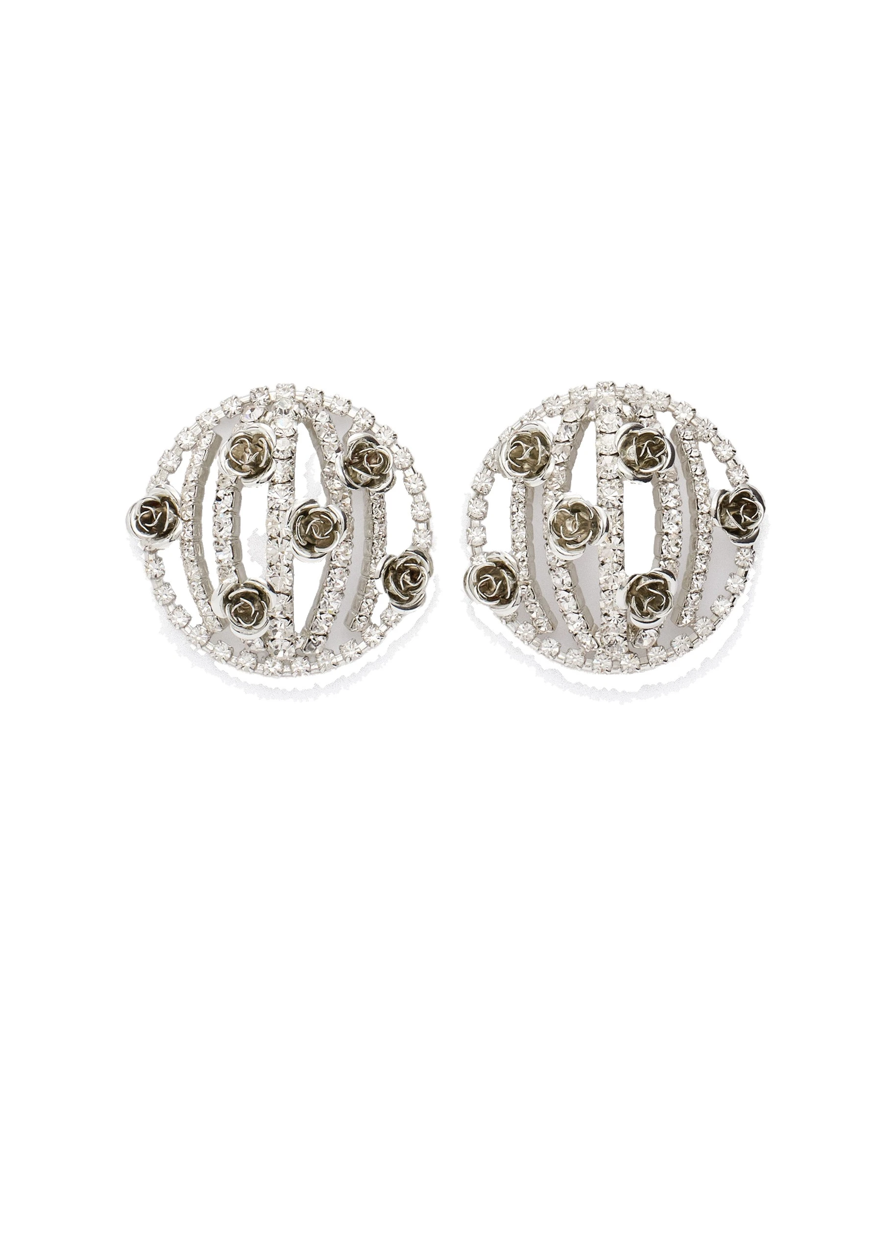 Magda Butrym Crystal rose earrings in silver | Coveti Magda Butrym Crystal rose earrings in silver