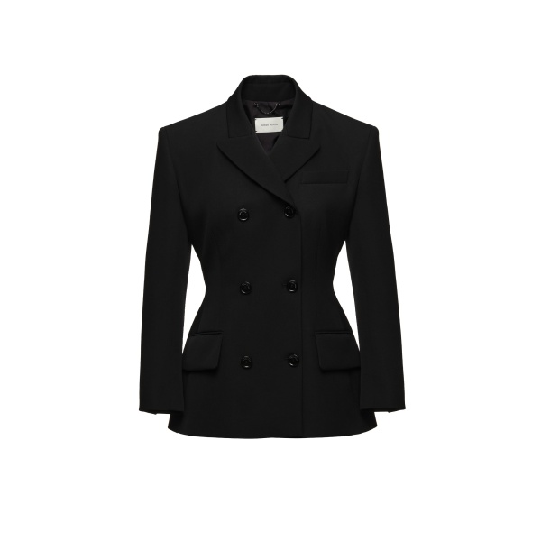 Magda Butrym Double-breasted wool tailored blazer in black