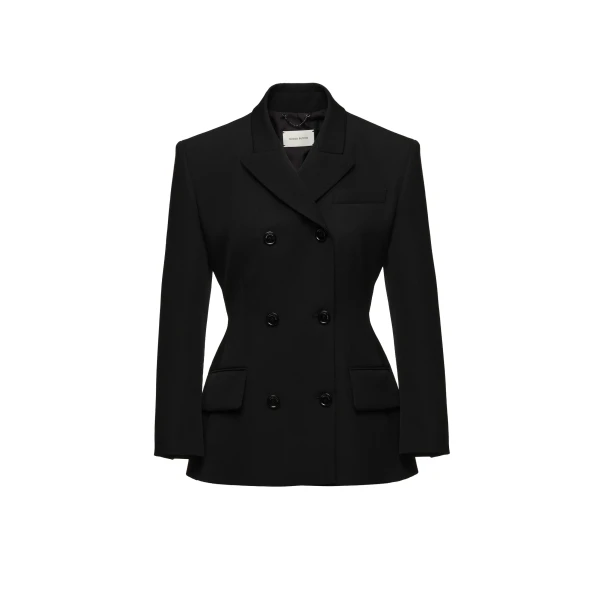 Magda Butrym Double-breasted wool tailored blazer in black