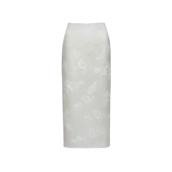 Magda Butrym Embroidered satin midi skirt in white