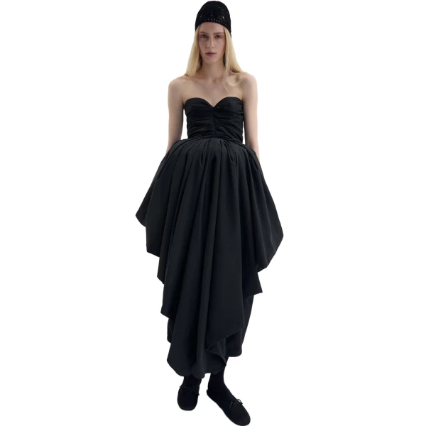 Fan corset midi dress in black - Image 3