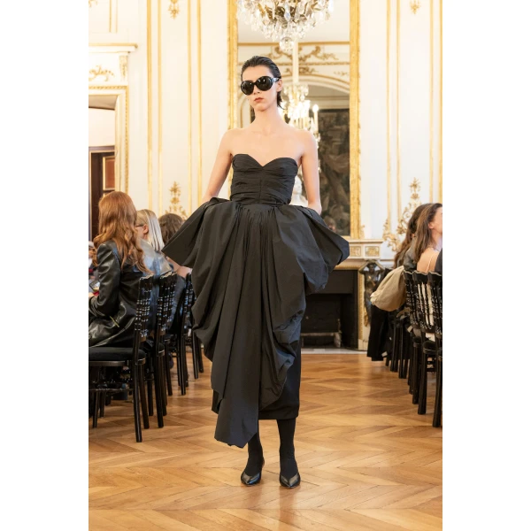 Fan corset midi dress in black - Image 5