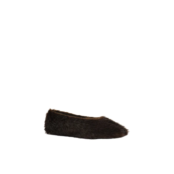 Faux fur ballet flats in brown - Image 2
