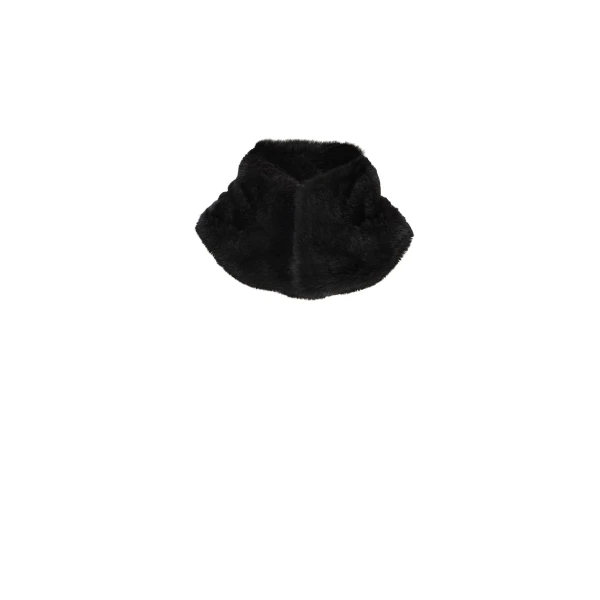 Faux fur high collar in black - Image 2