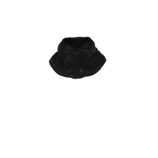 Faux fur high collar in black