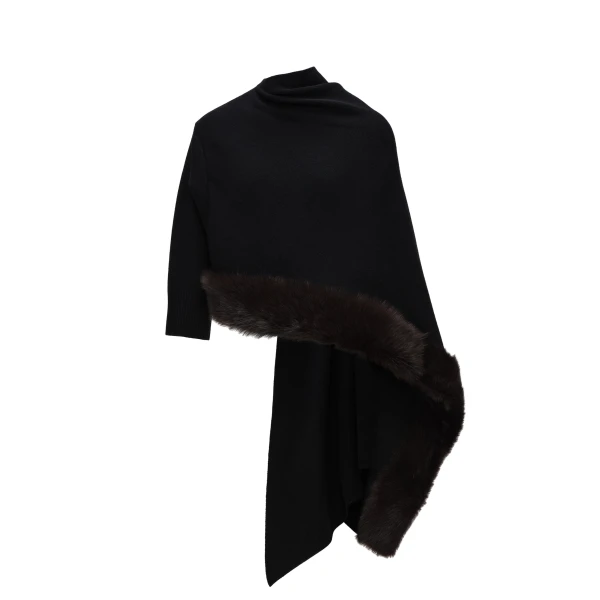 Magda Butrym Faux fur-trim knit cape in black