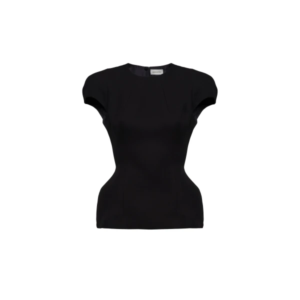 Magda Butrym Fitted blouse with padded silhouette in black