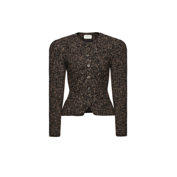 Magda Butrym Fitted bouclé peplum blazer in brown