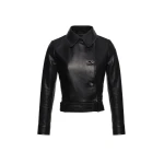 Magda Butrym Fitted leather jacket with waist belt in black