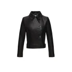 Magda Butrym Fitted leather jacket with waist belt in black