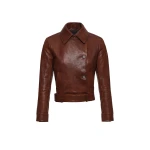 Magda Butrym Fitted leather jacket with waist belt in brown