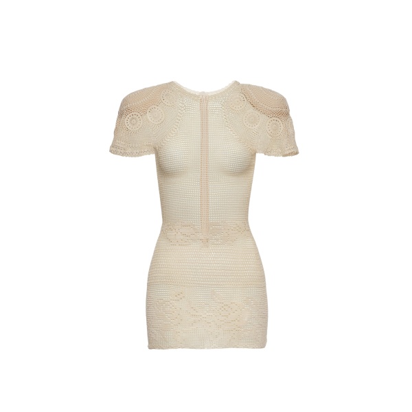 Magda Butrym Flared sleeves crochet mini dress in cream