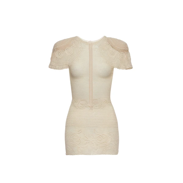 Magda Butrym Flared sleeves crochet mini dress in cream