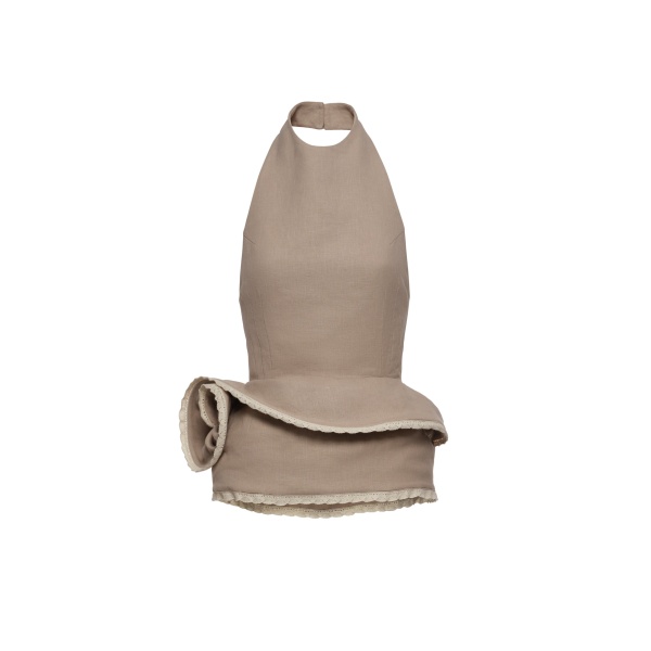 Magda Butrym Floral peplum halterneck top in beige