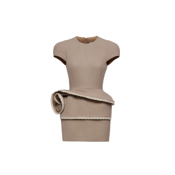Magda Butrym Floral peplum mini dress in beige