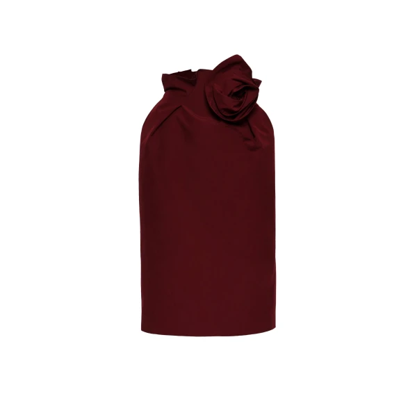 Flower-detail midi skirt in burgundy