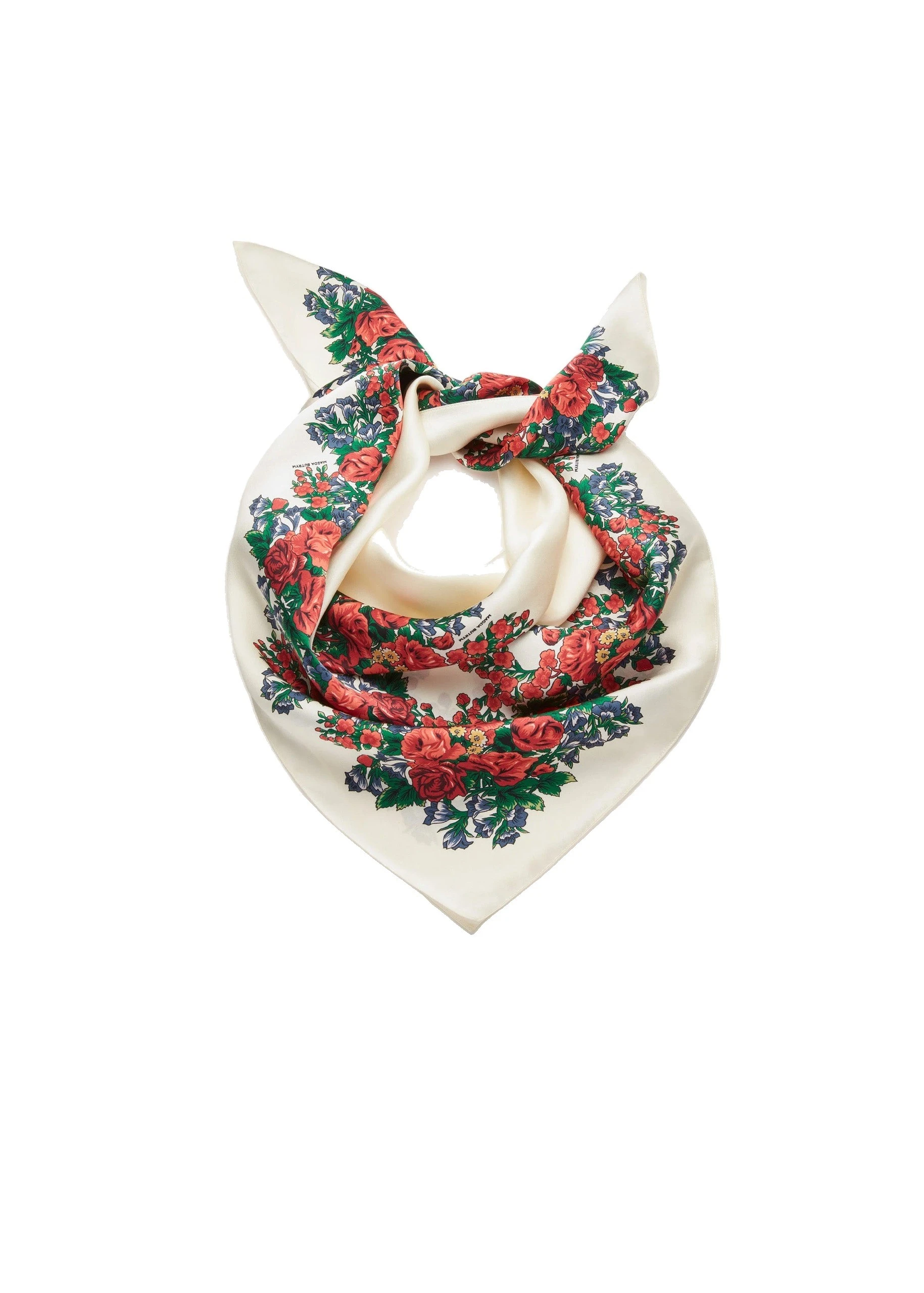 Magda Butrym Folk floral print scarf in cream | Coveti Magda Butrym Folk floral print scarf in cream
