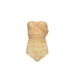 Magda Butrym Gathered bodysuit with draped overlays in yellow print