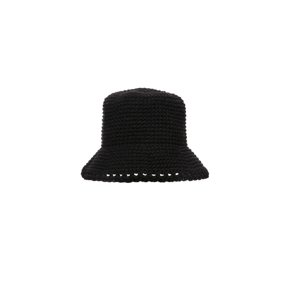 Handmade wide brim crochet bucket hat in black
