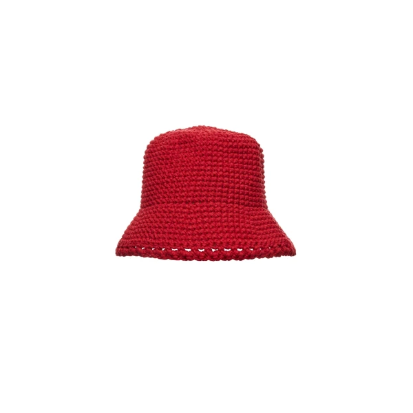 Magda Butrym Handmade wide brim crochet bucket hat in red