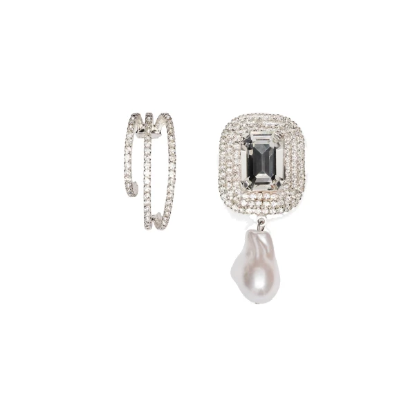 Hoop and drop earrings set in silver