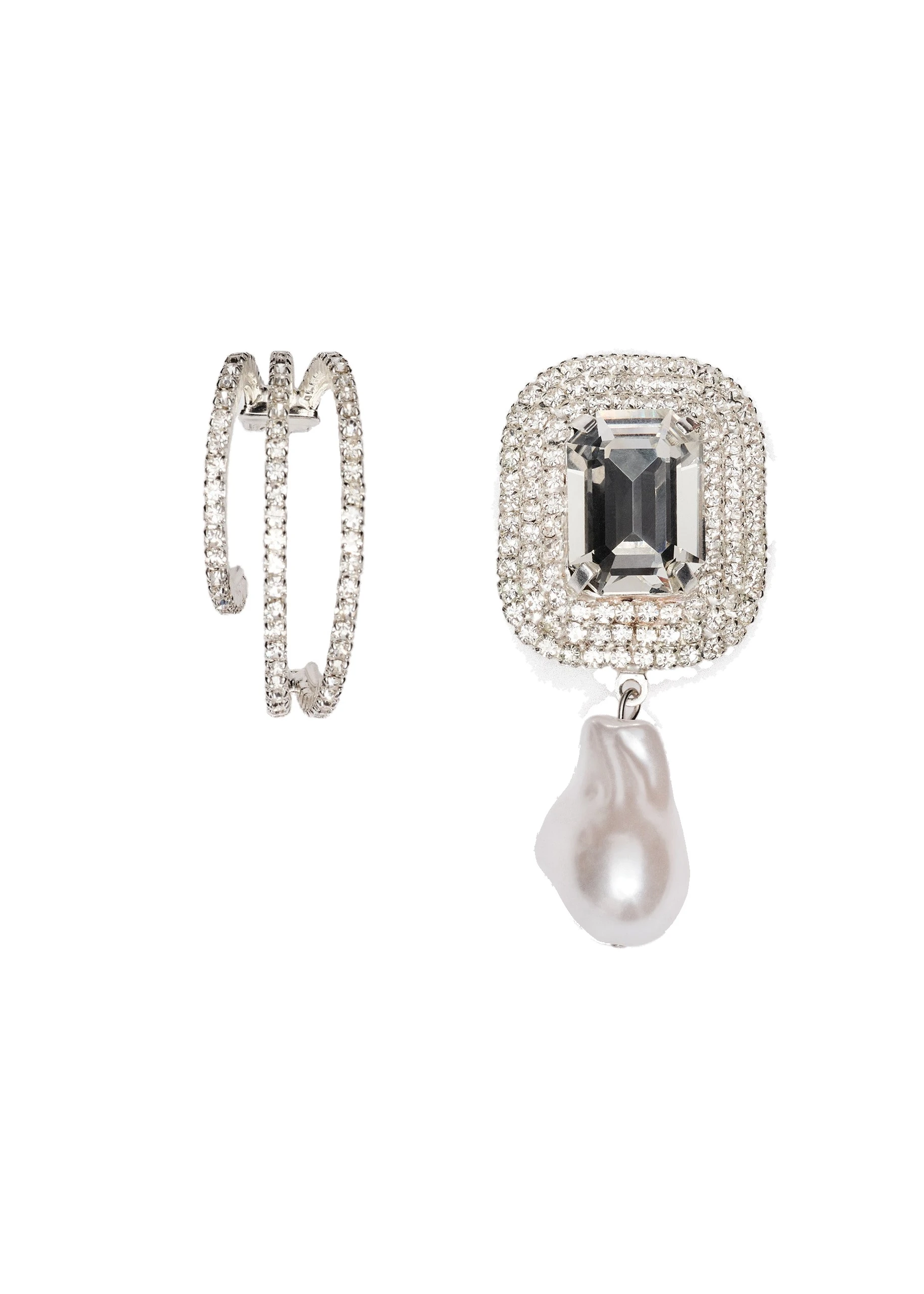 Magda Butrym Hoop and drop earrings set in silver | Coveti Magda Butrym Hoop and drop earrings set in silver