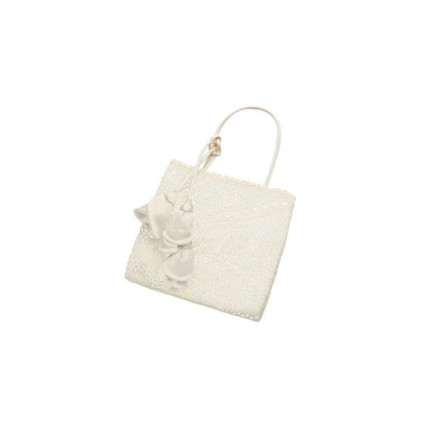 Julia crochet bag in cream satin - Image 2