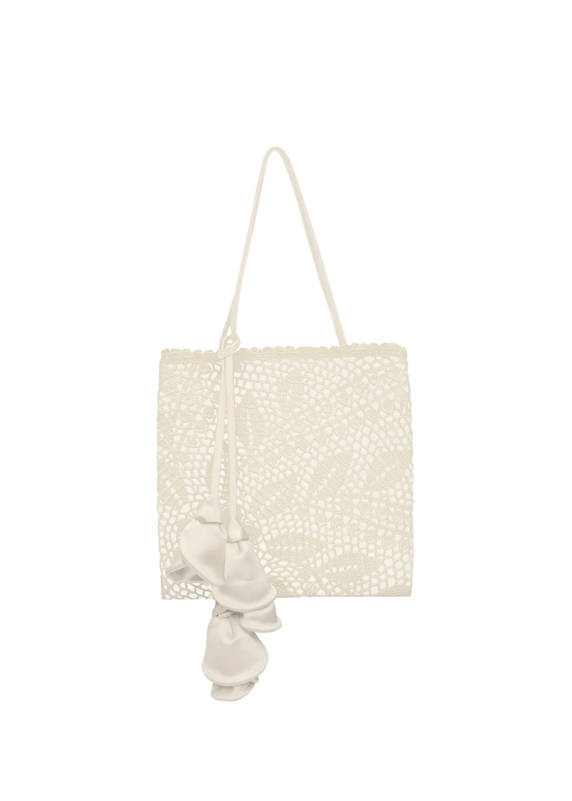 Magda Butrym Julia crochet bag in cream satin | Coveti Magda Butrym Julia crochet bag in cream satin