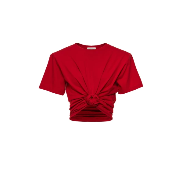 Knotted t-shirt in red