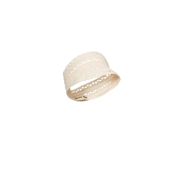 Lattice crochet visor in cream - Image 2