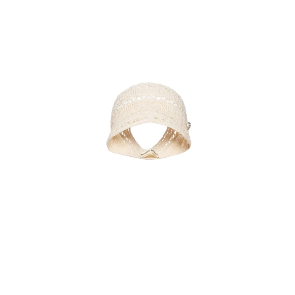 Lattice crochet visor in cream