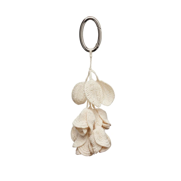 Layered crochet rose charm in cream