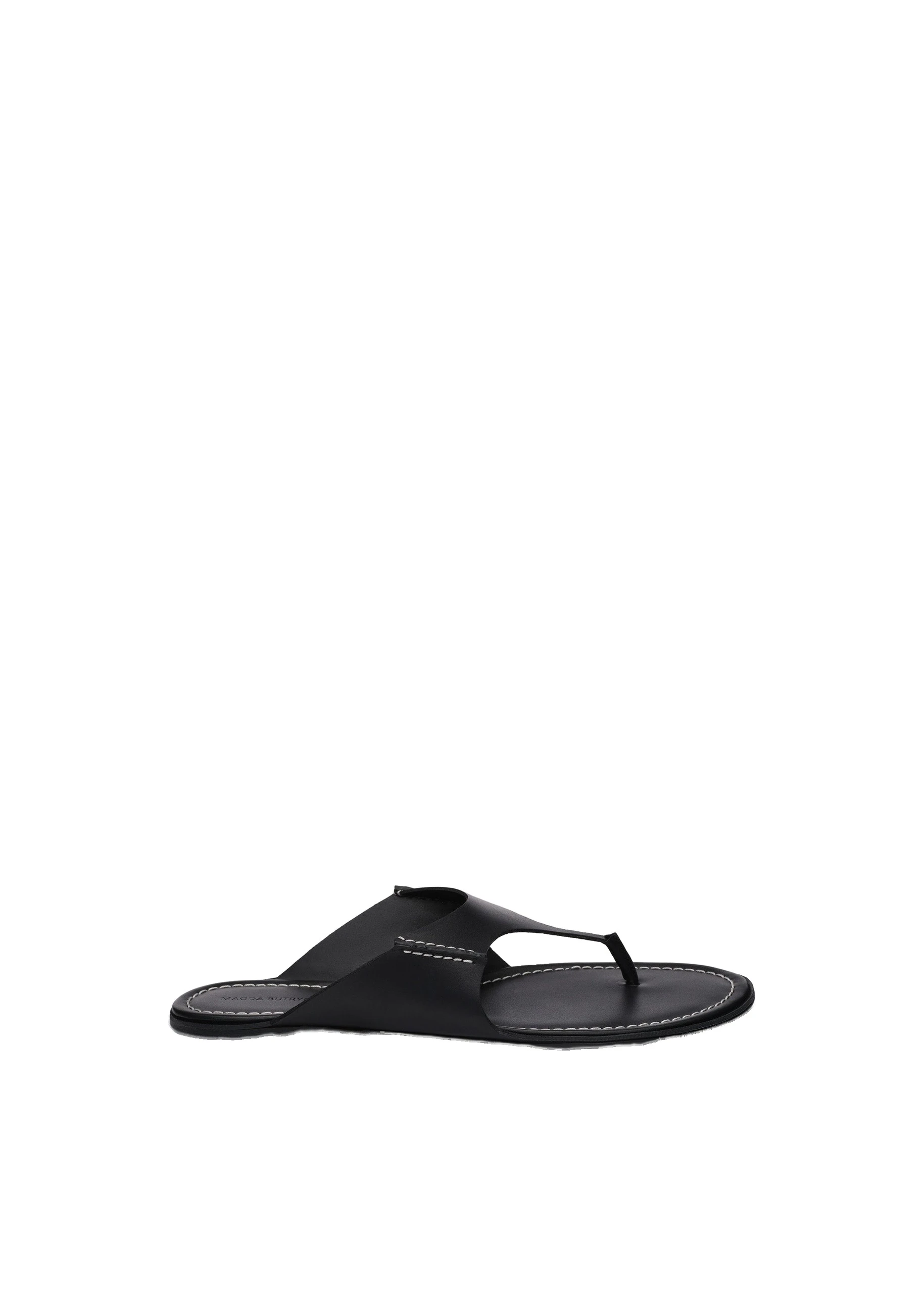 Magda Butrym Leather thong flat sandals in black | Coveti Magda Butrym Leather thong flat sandals in black