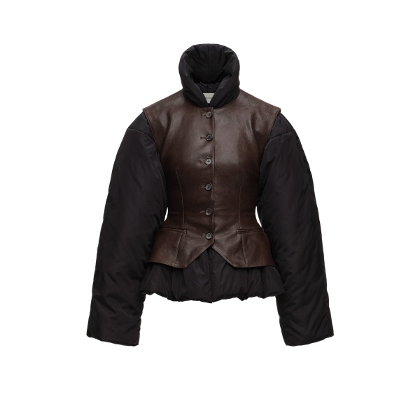 Magda Butrym Leather vest puffer jacket in black