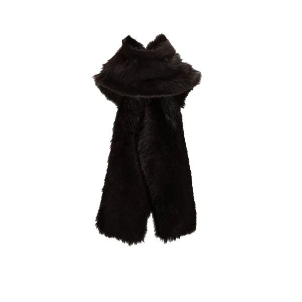 Long fur scarf in dark brown - Image 2