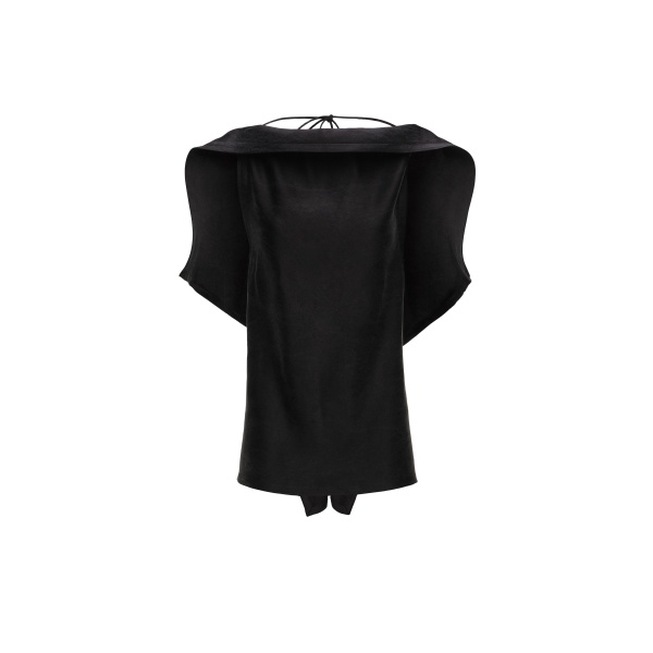 Magda Butrym Longline silk draped blouse in black