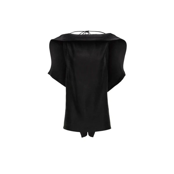 Magda Butrym Longline silk draped blouse in black