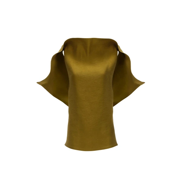 Magda Butrym Longline silk draped blouse in green
