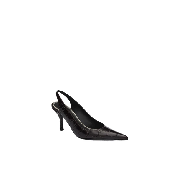 Low slingback pumps in croco-embossed leather - Image 2